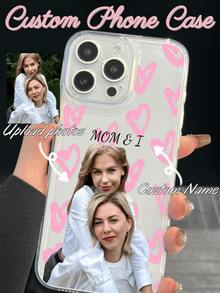 1 ốp lưng điện thoại in ảnh cá nhân hóa, in UV trong suốt, bảo vệ toàn diện, kiểu trái tim màu hồng, phù hợp với các dòng điện thoại Apple 17/17 Pro/17 Pro Max/17 Air, 16-11/Pro/Pro Max/Plus, S20-S26/Ultra/FE/Plus/Ultra phiên bản quốc tế - Quà tặng cá nhân hóa, quà tặng bạn gái, quà tặng ngày Valentine, quà tặng ngày của mẹ. - Trong sáng - Xem 1