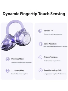 Monster Q13 Bluetooth Earphone Clip-on Bone Conduction Sports Music Game Earpods with Directional Sound Transmission HD Audio Long Standby Touch Control Wireless Headphones Original MonsterQ13 - 查看 10