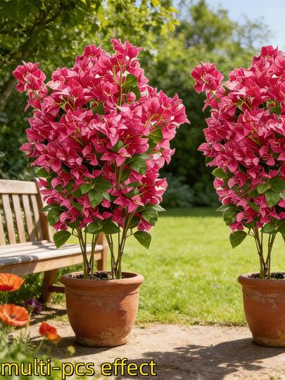 1/3/6pcs Artificial Bougainvillea Tree/Vine, Dense Foliage, No Maintenance, Beautiful Decor For Indoor/Outdoor, Garden, Wedding, Hotel, Store, Home, Easter, Christmas, Halloween, Thanksgiving, Summer (Excluding Planter)