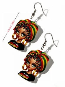 1 Đôi bông tai mặt dây chuyền 2D phẳng, duyên dáng và dễ thương, thiết kế in acrylic, móc bông tai bằng thép không gỉ, nhẹ và thời trang, phù hợp để đeo hàng ngày và dự tiệc, làm quà tặng ngày lễ, Halloween, Giáng sinh. - G - Xem 3