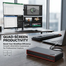 Lenovo Estación de acoplamiento para ordenador, estación de acoplamiento inteligente multifuncional. Modelos de estación de acoplamiento disponibles: 40AY0090CN, 40B00135CN, 40B00300CN, 40AF0135CN, 40BF0100CN, 40BA0265CN, 40BE0135CN. Expansión de cuatro pantallas para portátiles. - Ver 4