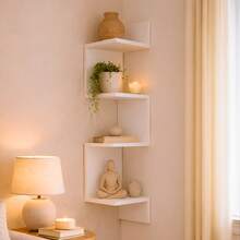Prateleira Nicho De Canto Estante Livros Parede Suspensa Sala Quarto Decorativa Guardar Organizar Objetos Flutuante Gamer Multiuso Mdf - Branco - Visão 1