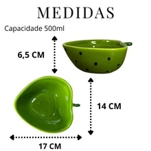 Set Of 2 Strawberry Hand-Painted Ceramic Bowls 500ml - Green - View 2