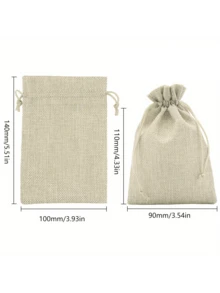 50 Piezas De Bolsas De Yute Y Arpillera De Lino Amarillo De 10x14cm Con Cordón Para Joyería, Manualidades, Bodas, Fiestas, Navidad - Caqui - Ver 3