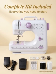 SOKANY Máquina de coser multifuncional para el hogar, máquina de coser eléctrica portátil versión profesional, máquina de coser overlock eléctrica mini conveniente para viajes o uso temporal, máquina de coser con ranura en forma de U y panel de visualización flexible, múltiples puntadas disponibles, 12 patrones de puntada - Tipo de Enchufe A Japonés (100V) - Ver 10