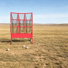 SHIOUCY 9-Slot Baseball Training Net, 35.43x17.7x41.73in 9-Grid Pitching Net, Baseball Practice Net, Free Standing Baseball Throwing Net For Batting Fielding Indoor Outdoor Practice - Black+Red - View 1