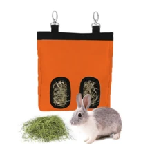 600D Oxford Cloth Rabbit Hay Feeder Bag, Orange Hanging Hay Storage Bag Suitable For Rabbits, Hamsters And Other Small Pets - Coral Orange - View 13