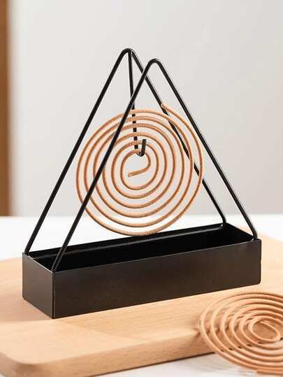 1 cái giá đỡ nhang muỗi hình tam giác kiểu dáng đẹp - Giá đỡ tro treo bằng kim loại, không cần nguồn điện, giá đỡ nhang gia đình sáng tạo với thiết kế hiện đại cho trang trí mùa hè, giá đỡ nhang