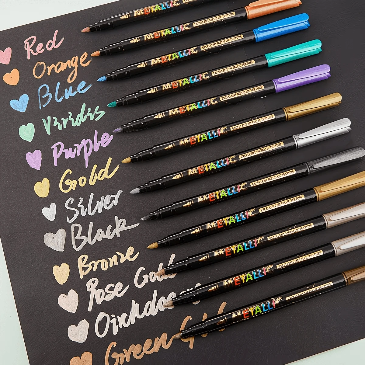 12pcs Metallic Watercolor Pens, Suitable For Painting And Graffiti, Quick-Drying Vivid Colors, Ideal For DIY Photo Album, Black Card, Collage, Crafts, Ceramic, Stone, Glass, Birthday, Christmas, Valentine's Day, New Year Gifts, And Easter Gifts! - 12pcs (12 Colors) - View 1