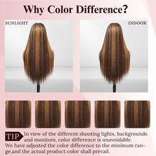 26英寸直发高清蕾丝前假发，真人混纺发丝，预先拔毛漂白发结，200%密度，13x4、13x6、5x5透明蕾丝前假发，女士真人前额发丝，#4/27蜂蜜金渐变挑染 - SP4/27 - 查看 11