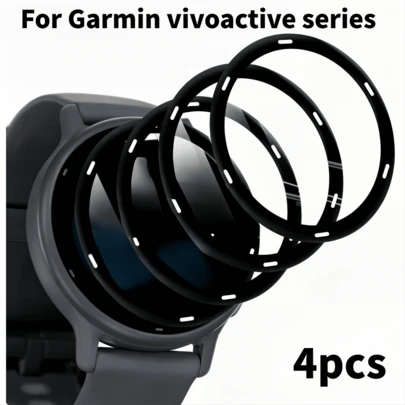 4片装手表屏幕保护膜，采用PMMA材质，适用于Vivoactive 5/Vivoactive 6。| 2H硬度，高清透明，防刮花，防指纹，无气泡