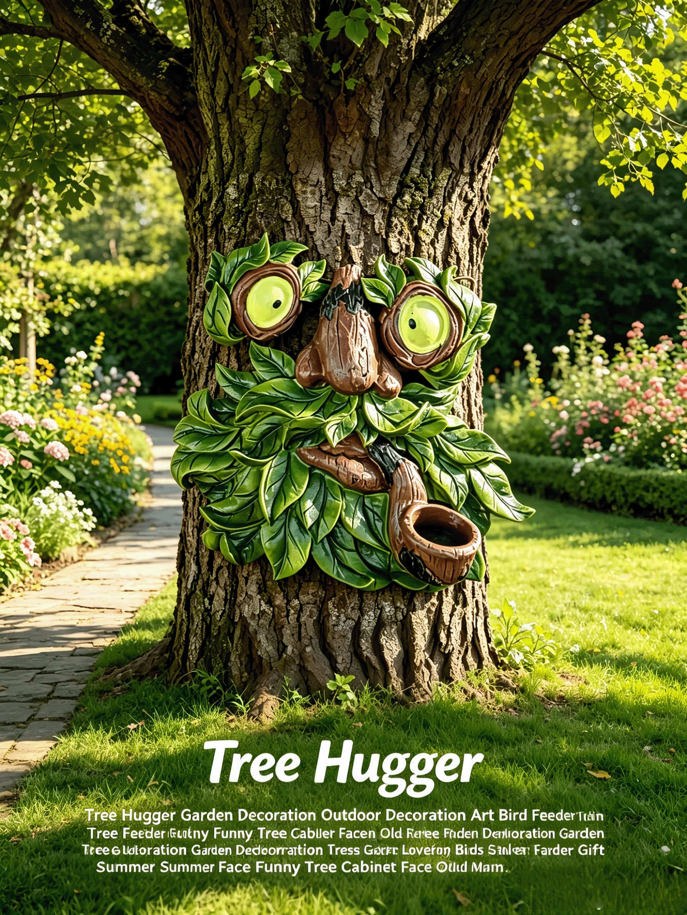 Đồ trang trí hình mặt cây độc đáo cho ngoài trời, nhà chim bằng nhựa hình cây, vật trang trí điêu khắc sân vườn, thích hợp cho khu vườn cổ tích, quà tặng cho người yêu chim, trang trí sân vườn mùa xuân/hè. - Nhiều kiểu dáng - Xem 1