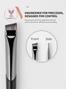 1pc Classic Black Soft Dense Angled Eyebrow/Eyeliner Makeup Brush, Designed For Quick Application Of Desired Makeup On Eyes, Multifunctional Cosmetic Brush - Black - View 2