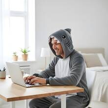 nerd hunters Vuxen Kigurumi Pyjamas Plysch unisex Cosplay kostym Animal Shark Sharkki - Grå - Visa 7