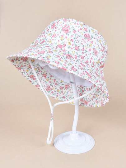 1pc Kids Cartoon Ditsy Floral Bucket Hat, Suitable For Boys And Girls Daily Outdoor Wear