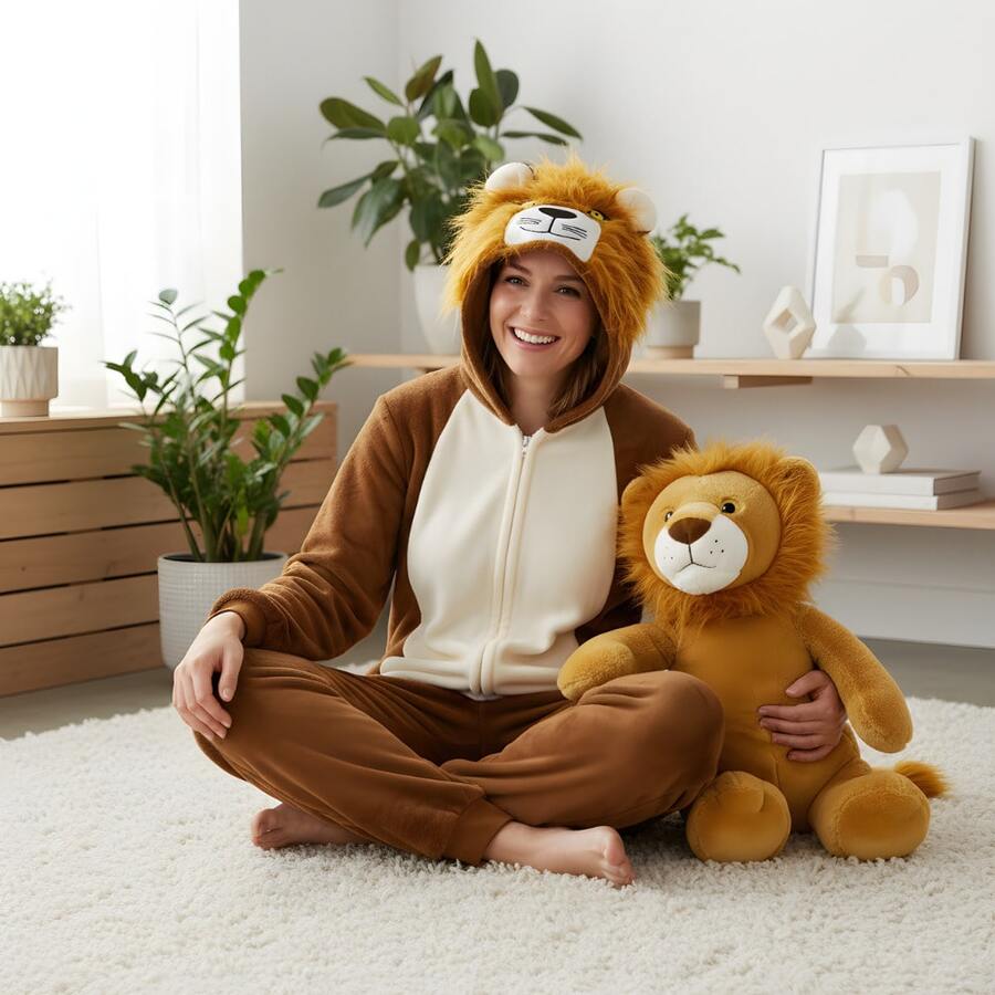 Adult Lion Animal Hooded Kigurumi Pajama Suit