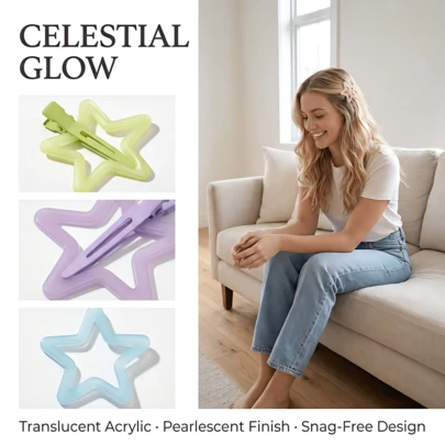 1个/7个装多色星形隐形发夹，派对装饰及日常配饰