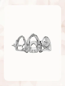 Bộ răng giả mạ vàng bạc cho nam nữ, hình trái tim, ngôi sao, răng bọc bạc, trang sức răng vàng, răng giả đính đá CZ, phụ kiện phong cách hip hop nam, phụ kiện tùy chỉnh để trang trí hàng ngày cho tiệc chiêu đãi, dạ hội, tiệc tùng. - Bạc/Vàng 1 - Xem 5