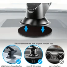 Giá đỡ điện thoại trên ô tô mini xoay 360° có giác hút - Giá đỡ gắn trên bảng điều khiển siêu nhỏ gọn có thể điều chỉnh, phù hợp với 14-17, kèm theo miếng đệm dự phòng. - màu đen - Xem 9