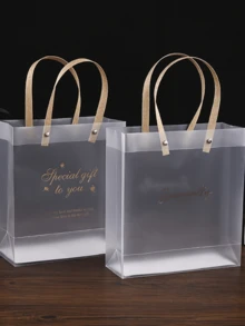 2pcs Customized Transparent Gift Bags, Wedding Favors, Birthday Gifts Packaging Bags With Printable Text - Clear - View 4
