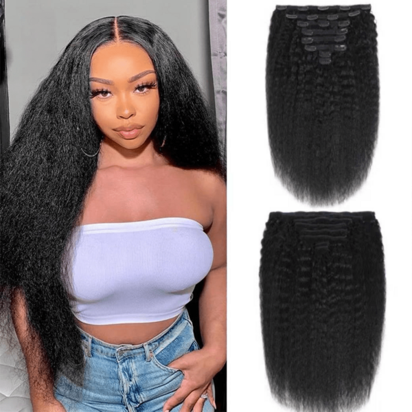 ZHENDEFA 8pcs/Set 120g Natural Black Brazilian Human Hair Wavy Clip-In Hair Extensions For Women