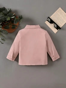 Baby Boy Fashionable Casual Versatile Black Collared Shirt - Coral Pink - View 3