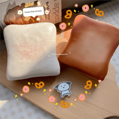 1 Ultra-Soft Butter Toast Squeeze Stress Relief Toy-The Perfect Gift For Birthdays, Holidays, Theme Parties, And Couples