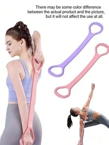 1/2/3pcs 8-Shaped Stretch Strap, Women Back Training Yoga Stretch Band, Thick Silicone Elastic Rope For Back - Pink - View 6