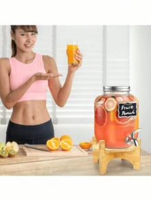 1个饮料分配器支架，适用于直径最大为8.66英寸的玻璃饮料分配器、水壶、玻璃瓶。是家庭、派对和餐饮活动的理想之选。饮料分配器支架，适用于直径8.66英寸的玻璃饮料分配器、水壶和容器，天然竹木材质。 - 米色 - 查看 7