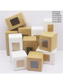 10 piezas de cajas de papel blanco/kraft de 5/6/7/8/9 cm de varios tamaños, cajas de regalo para dulces de boda - Cajas de papel de varios tamaños de 5/6/7/8/9 cm. - Ver 6