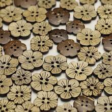10 pièces Boutons en coquille de noix de coco naturelle - Motif floral en bois marron, centre noir, convient pour l'artisanat, la fabrication de bijoux et la décoration d'intérieur, boutons d'artisanat | Motif floral | Matériau naturel - 10 pièces - Voir 2