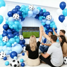 70 Stücke Fußball Thema, blaues Fußball Ballon Set, 12 Zoll Fußball Ballons, Party Dekoration, geeignet für Fußball Match Feier, Geburtstags Party, Hochzeit, Sommer Abschlussfeier, Baby Shower, verschiedene Partys - Blauer Fußball - Übersicht 4