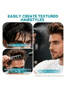 2pcs Wide Tooth Hair Comb Set - Unisex, Ideal Tool For Creating Voluminous Curly Hair. Textured Handle Suitable For All Hair Types. This Styling Comb Can Lift Hair Roots, Help Men Create Voluminous Styles And Cover Split Ends, Also Suitable For Bangs Styling. Suitable For Daily Use, Business Travel, Outings And Office Use. - Multicolor - View 3