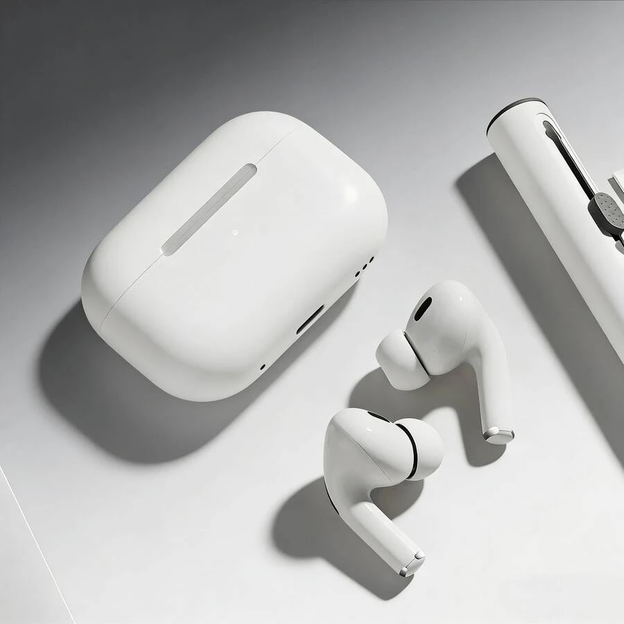 真无线耳机 - 兼容苹果和安卓设备，内置麦克风，防汗，续航长达 24 小时 - 白色 - 查看 1