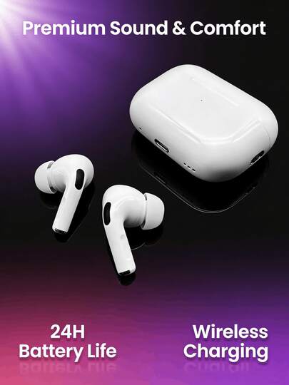 TWS 耳机，无线耳机，蓝牙耳机，防汗白色设计，内置麦克风，通话清晰，佩戴舒适，兼容 iOS 和安卓设备 - 非常适合健身、跑步和日常使用。