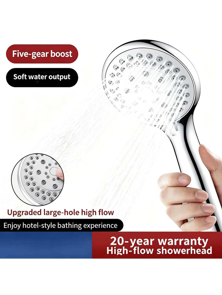 5-Setting Handheld Shower Head Set, Home Use Shower Sprayer Hose, Water Heater & Bathtub Showerhead - A - View 1