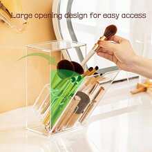 1pc Transparent Makeup Organizer, Large Capacity Lipstick Holder, Makeup Brush Storage, Dust-Proof Desktop Cosmetic Storage Box - Lipstick Box - View 4