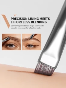 1pc Classic Black Soft Dense Angled Eyebrow/Eyeliner Makeup Brush, Designed For Quick Application Of Desired Makeup On Eyes, Multifunctional Cosmetic Brush - Black - View 4