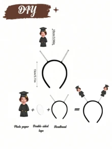 Personalized Graduation Party Decorations, Custom Face, Suitable For Graduation Party Photo Props And Decorations, Personalized Photo Headband - Custom Graduation Cap Headband Party Decor, Graduation Ceremony Theme Party, We Graduated - Multicolor - View 7