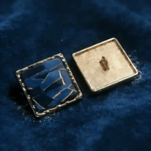 5颗装高档方形金属纽扣，适用于西装、外套、夹克 - 黑色/琥珀色纹理服装装饰纽扣 - 5pcs - 查看 9