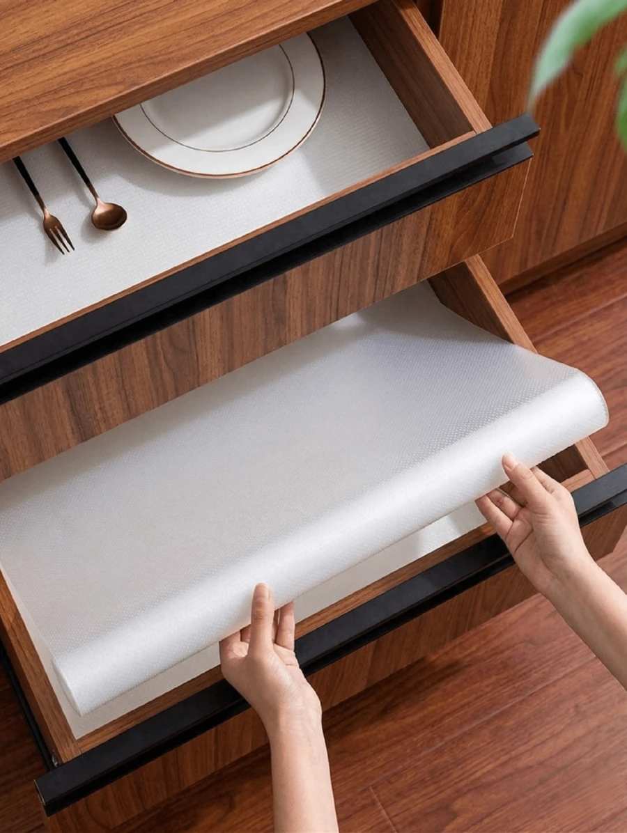 Clear Shlef Liner Non-Slip Refrigerator Liners Mats Waterproof Cabinet Liner Drawer Liner, Black Diamond Pattern, EVA Material, Easy To Clean And Cut, Washable, Reusable, Spill-Proof, Suitable For Refrigerator And Kitchen Decor, Refrigerator Mat, Drawer Mat, Shoe Cabinet Mat, And Cabinet Mat - 無色 - 查看 1