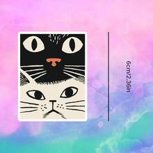 Kucing Hitam Putih, Dua Kucing Saling Menatap dengan Nuansa Bercerita, Dapat Melambangkan Persahabatan atau Tatapan Manis - Stiker Vinyl Tahan Air - Permukaan Halus Tahan Lama, Stiker Bumper Perekat Sendiri, Cocok untuk Mobil, Jendela, Laptop, Truk, Botol Minum - Desain Tahan Lama Multi-Fungsional, Stiker Mobil - vinil - View 3