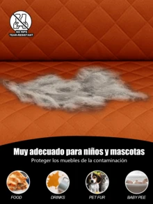 Reversible Sofa Cover For 1, 2, Or 3 Cushions, Splash-Resistant Furniture Protector With Foam Rods And Non-Slip Elastic Straps, Designed For Homes With Dogs And Cats, Protects Your Sofa From Scratches, Stains, And Pet Hair, Easy To Install And Clean, Practical And Decorative Accessory, Ideal For Mother's Day In Living Rooms, Bedrooms, And Family Spaces - 橘色 - 查看 6
