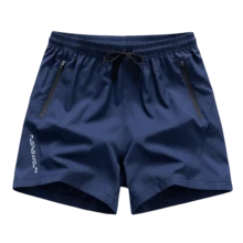 Calções desportivos de verão para homem, fitness ao ar livre, corrida, respiráveis e refrescantes - Azul marinho - Ver 4