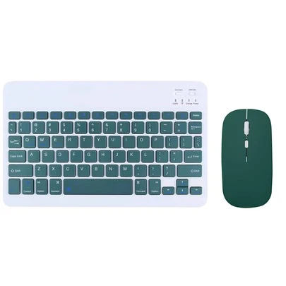 无线蓝牙键盘鼠标套装，超薄便携紧凑型无线键盘鼠标套装，兼容安卓、Windows平板电脑、智能手机、iPad Pro、iPad Air、iPad Mini、iPadOS/iOS 13及以上版本（深绿色）
