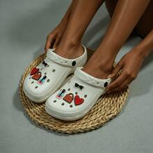 Zapatillas de casa de unicolor suaves, antideslizantes y resistentes con diseño de corazón minimalista y versátil para uso diario de mujeres, para interiores y exteriores - Blanco - Ver 2