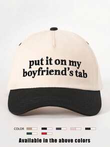 1pc Embroidered "Put It On My Dad's Tab" Colorblock Baseball Cap, Outdoor Sun Protection Cap Suitable For Boys And Girls, Casual Wear For Spring, Autumn, Travel, Beach Holiday,Summer,Hat - Embroidery - View 10