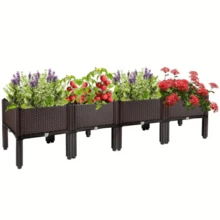 LEO IRIS Garden Planting Box With Drainage System And Drainage Holes, Traditional Black Woven Plastic Container, Suitable For Balconies, Outdoor Gardening, Vegetables, Flowers, Lawns, With A Sturdy And Lightweight Structure. - Four - View 2