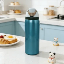 Owa Laaa Frozen Blue Water Bottle 32oz, 945ML, With Straw, Heat Preservation Time More Than 24 Hours, Cold And Hot Water Can Be Insulated, Can Make Coffee, Frozen Drinks, Exquisite Workmanship, Suitable For Camping, Work, Indoor And Outdoor Use. - Màu xanh lam - Xem 2