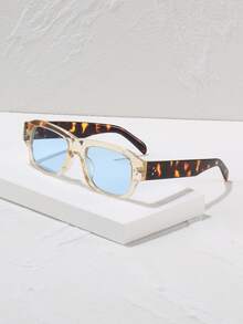 1 Pair Women's Square Leopard Print Fashion Glasses, Bohemian Style, Suitable For Elegant Attire, Travel, Vacation, Beach, Music Festivals, Casual Outings, Summer Accessories, Holidays, Family Outings, Parties, Outdoor Activities, Summer Beach Vacations, Outdoor Travels, And More - Multicolor - View 4